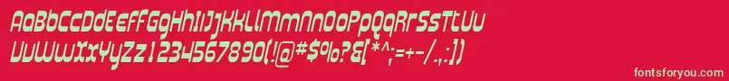 フォントPlasmaticaCondItalic – 赤い背景に緑の文字