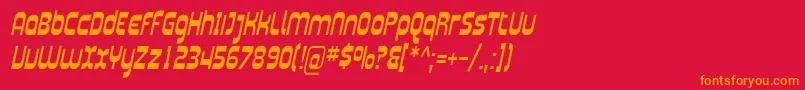 フォントPlasmaticaCondItalic – 赤い背景にオレンジの文字