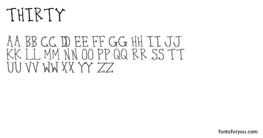 Czcionka Thirty – alfabet, cyfry, specjalne znaki