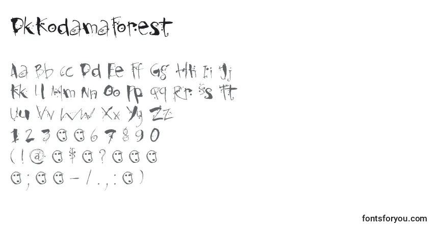 Czcionka DkKodamaForest – alfabet, cyfry, specjalne znaki