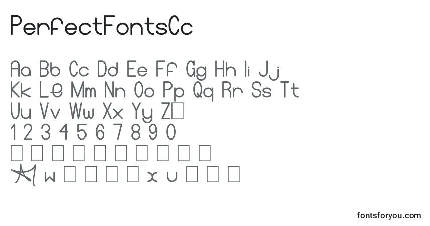 Czcionka PerfectFontsCc – alfabet, cyfry, specjalne znaki