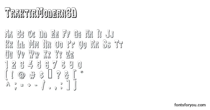 Fuente TraktirModern3D - alfabeto, números, caracteres especiales
