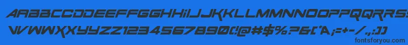 SpaceRangerItalic-Schriftart – Schwarze Schriften auf blauem Hintergrund