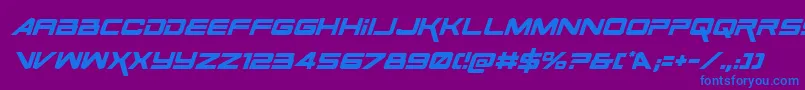 フォントSpaceRangerItalic – 紫色の背景に青い文字