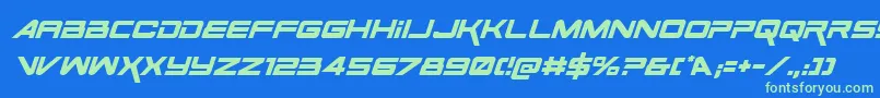 SpaceRangerItalic Font – Green Fonts on Blue Background