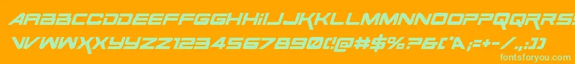フォントSpaceRangerItalic – オレンジの背景に緑のフォント