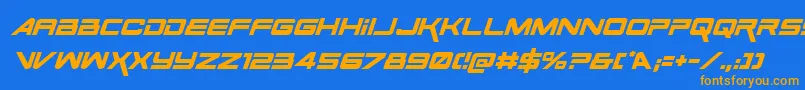 SpaceRangerItalic Font – Orange Fonts on Blue Background