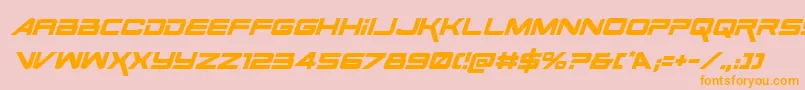 フォントSpaceRangerItalic – オレンジの文字がピンクの背景にあります。