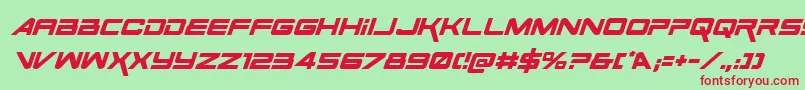 SpaceRangerItalic-fontti – punaiset fontit vihreällä taustalla