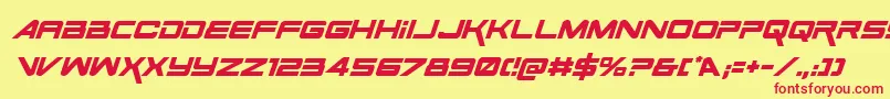 フォントSpaceRangerItalic – 赤い文字の黄色い背景