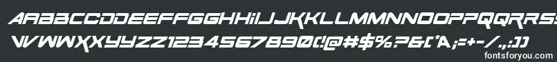 SpaceRangerItalic-fontti – valkoiset fontit mustalla taustalla