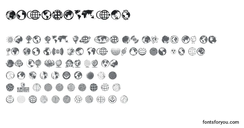 Schriftart GlobeIcons – Alphabet, Zahlen, spezielle Symbole