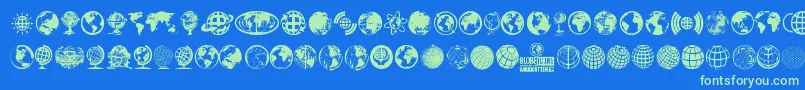 GlobeIcons-Schriftart – Grüne Schriften auf blauem Hintergrund