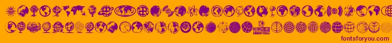 GlobeIcons-Schriftart – Violette Schriften auf orangefarbenem Hintergrund