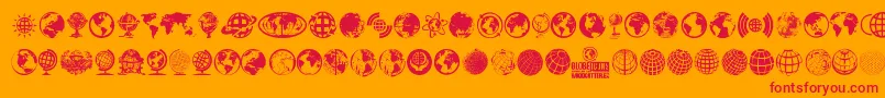 GlobeIcons-Schriftart – Rote Schriften auf orangefarbenem Hintergrund