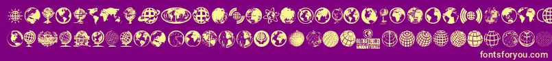 Fonte GlobeIcons – fontes amarelas em um fundo roxo