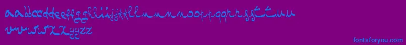 OneTwoMustardRegular-Schriftart – Blaue Schriften auf violettem Hintergrund