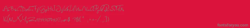 SpringScript-Schriftart – Graue Schriften auf rotem Hintergrund