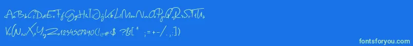 SpringScript-Schriftart – Grüne Schriften auf blauem Hintergrund