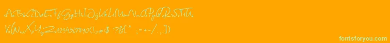 SpringScript-Schriftart – Grüne Schriften auf orangefarbenem Hintergrund