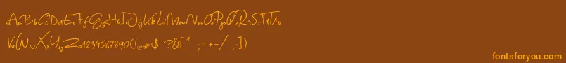 SpringScript-Schriftart – Orangefarbene Schriften auf braunem Hintergrund