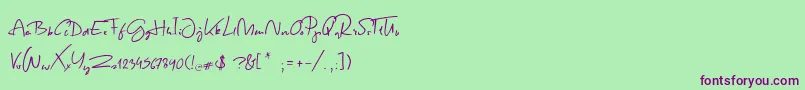 SpringScript-Schriftart – Violette Schriften auf grünem Hintergrund