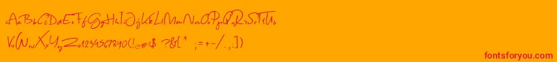 SpringScript Font – Red Fonts on Orange Background