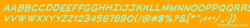 Fonte ManlymenbbBold – fontes verdes em um fundo laranja