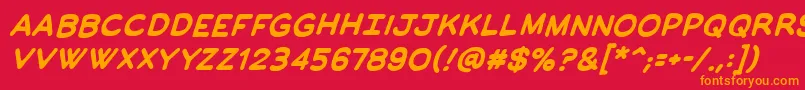 フォントManlymenbbBold – 赤い背景にオレンジの文字