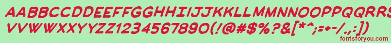 フォントManlymenbbBold – 赤い文字の緑の背景