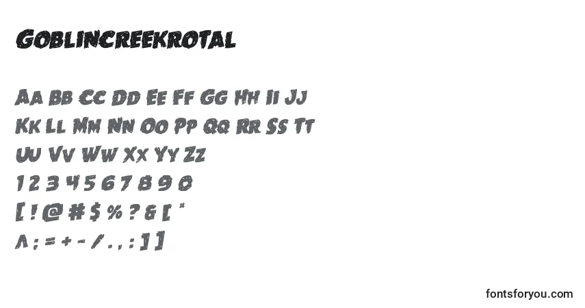 A fonte Goblincreekrotal – alfabeto, números, caracteres especiais