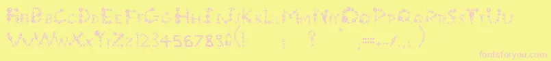 Bubble-fontti – vaaleanpunaiset fontit keltaisella taustalla