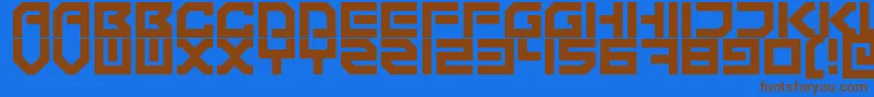 TechnonomiconRegular-Schriftart – Braune Schriften auf blauem Hintergrund