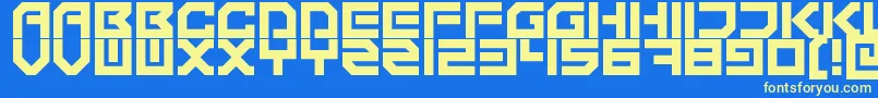 Fonte TechnonomiconRegular – fontes amarelas em um fundo azul