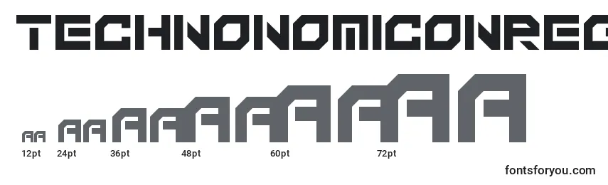 TechnonomiconRegular Font Sizes