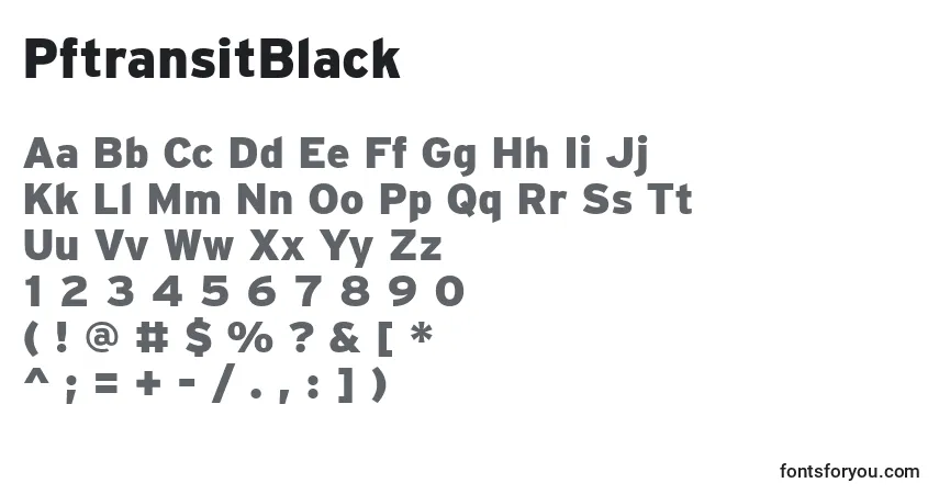 A fonte PftransitBlack – alfabeto, números, caracteres especiais