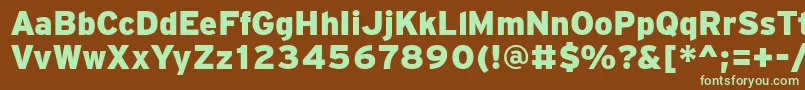 フォントPftransitBlack – 緑色の文字が茶色の背景にあります。
