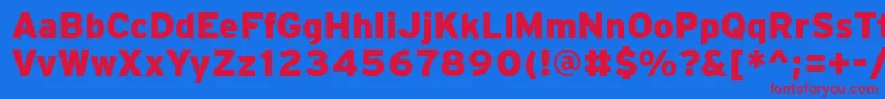 PftransitBlack-Schriftart – Rote Schriften auf blauem Hintergrund