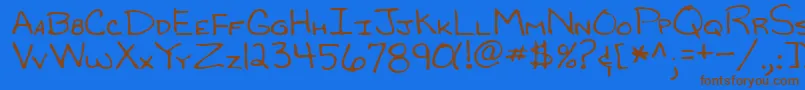 フォントRandyRegular – 茶色の文字が青い背景にあります。