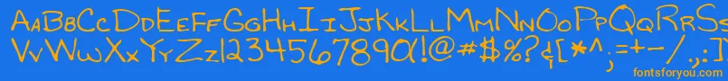 フォントRandyRegular – オレンジ色の文字が青い背景にあります。