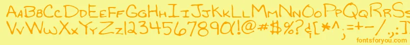 フォントRandyRegular – オレンジの文字が黄色の背景にあります。