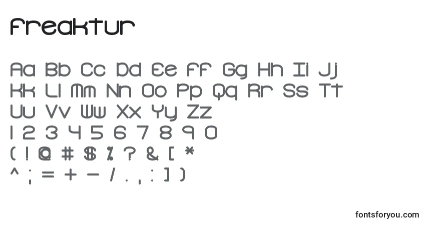 Шрифт Freaktur – алфавит, цифры, специальные символы