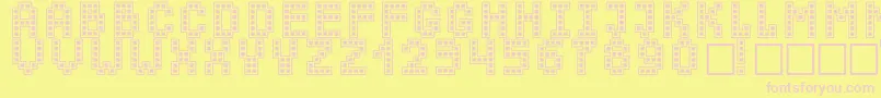 ChuckyMendozaRegular-fontti – vaaleanpunaiset fontit keltaisella taustalla