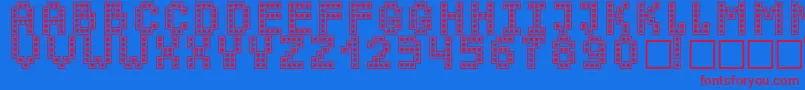 ChuckyMendozaRegular Font – Red Fonts on Blue Background