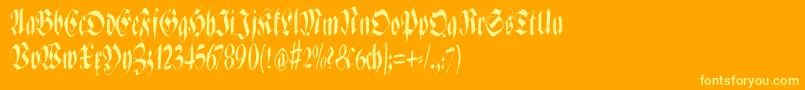 Zenfraxfreestylecondensed-Schriftart – Gelbe Schriften auf orangefarbenem Hintergrund