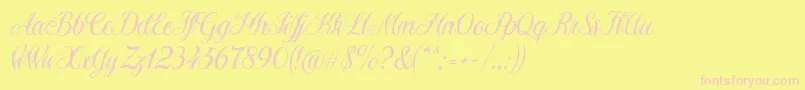 Sewstain Font – Pink Fonts on Yellow Background