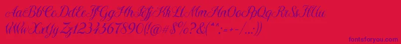Sewstain-Schriftart – Violette Schriften auf rotem Hintergrund
