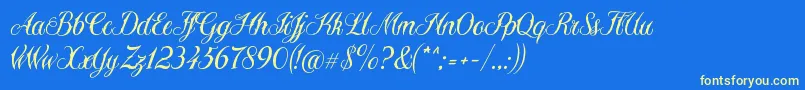 Sewstain Font – Yellow Fonts on Blue Background
