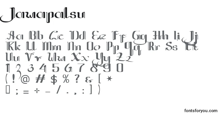 Schriftart Jawapalsu – Alphabet, Zahlen, spezielle Symbole