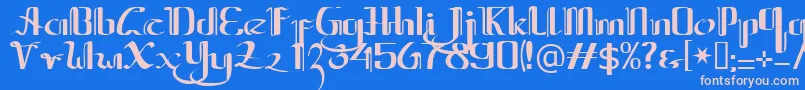Weitere Informationen zur Jawapalsu-Schriftart Jawapalsu-Schriftart – Rosa Schriften auf blauem Hintergrund